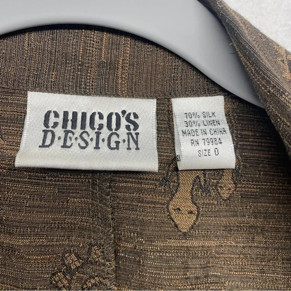 Chico's Design‎ Silk/Linen Lightweight Jacket Critter Print Artsy 0/XS - Picture 4 of 6
